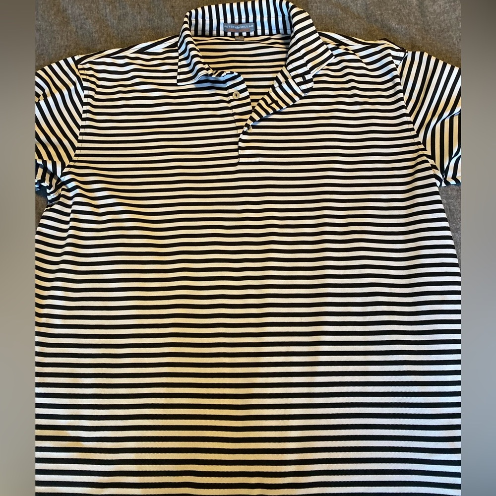 Peter Millar featherlight summer comfort golf polo  Black/white size L